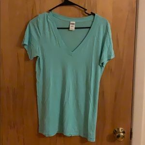 Teal/blue V-Neck PINK tee